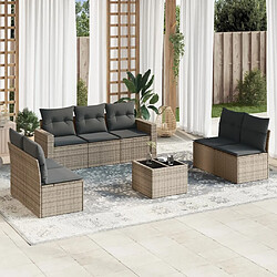 Maison Chic Salon de jardin 8 pcs avec coussins | Ensemble de Table et chaises | Mobilier d'Extérieur gris résine tressée -GKD62753