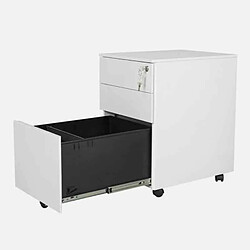 Bcelec PCP390-1W Caisson mobile à tiroirs en acier armoire de bureau chariot mobile caisson à roulettes blanc