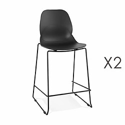 Mes Lot de 2 chaises de bar 52x51,5x101 cm noires pieds noirs - LAYNA 