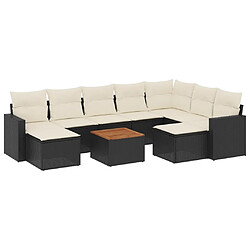 Maison Chic Salon de jardin 10 pcs avec coussins, Ensemble Tables et chaises d'extérieur noir résine tressée -GKD269256