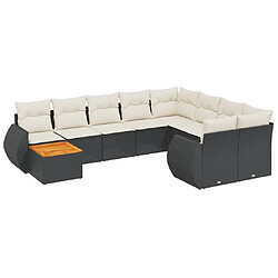 Maison Chic Salon de jardin 10 pcs avec coussins, Ensemble Tables et chaises d'extérieur noir résine tressée -GKD376233