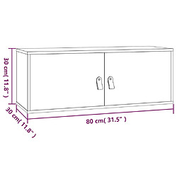 vidaXL Armoire murale Gris 80x30x30 cm Bois de pin massif pas cher