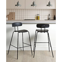 Beliani Tabouret de bar Set de 2 Noir SIBLEY