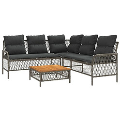 vidaXL Salon de jardin 2 pcs avec coussins Gris Résine tressée