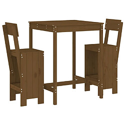 Maison Chic Table de bar et chaises d'extérieur 3 pcs,Ensemble de bar de jardin pour relax marron miel bois pin massif -GKD578487