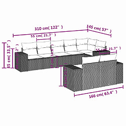 Acheter vidaXL Salon de jardin 8 pcs avec coussins noir résine tressée