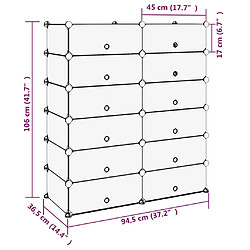 vidaXL Étagère à chaussures Transparent 94,5x36,5x106 cm PP pas cher