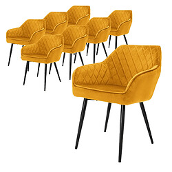 ML-Design Lot de 8x chaises de salle à manger rembourrée en velours fauteuils en moutarde 