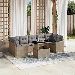 vidaXL Salon de jardin avec coussins 8 pcs beige résine tressée 