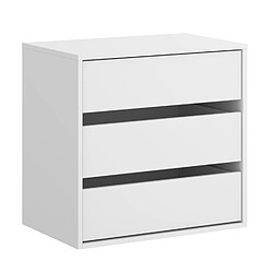 Pegane Commode à 3 tiroirs pour armoire coloris blanc - Longueur 60 x Profondeur 40 x Hauteur 60 cm