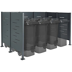 Decoshop26 Abri de poubelles extérieur conteneurs à ordures pour ancrage béton jusqu'à 8 bacs 150x243x163 en métal anthracite 04_0003199