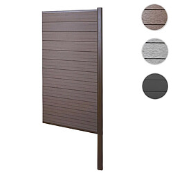 Mendler Brise-vue en WPC Sarthe, clôture brise-vent, poteaux aluminium ~ Extension étroite, 95cm brun