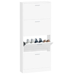 Avis vidaXL Armoire à chaussures Blanc 59x17x150 cm Bois d'ingénierie