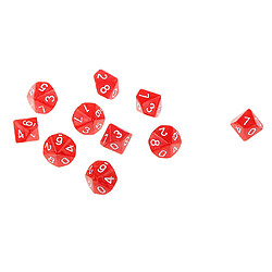 Acheter 10pcs Dix Faces De Dés D10 Jouer D & D Jeux Rpg Parti Dices Rouge