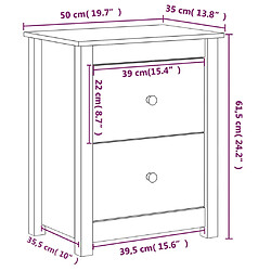 vidaXL Tables de chevet 2 pcs 50x35x61,5 cm Bois de pin massif pas cher