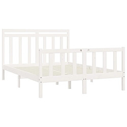 Acheter Maison Chic Lit Moderne Chambre - Cadre/structure de lit pour adulte Blanc Bois de pin massif 150x200 cm Très grand -MN66723