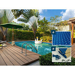 Habitat Et Jardin Piscine bois rectangle Panama - 6.20 x 4.10 x 1.45 m + Bâche à bulles 180 µ - Bâche hiver 280 g/m² +