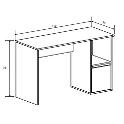 Pegane Table de bureau, meuble de bureau 1 porte coloris blanc - Longueur 110 x profondeur 50 x hauteur 73 cm