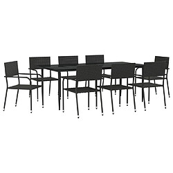 vidaXL Ensemble à manger de jardin 9 pcs noir résine tressée et acier