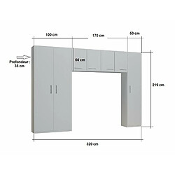 Avis Inside 75 Ensemble de rangement pont 4 portes gris graphite mat largeur 320 cm