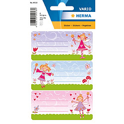 Elysees Paris Herma étiquettes 4918 de nom Manche pour l'école motif princesse, format 7,6 x 3,5 cm, pailletés, contenu?: 6 étiquettes par paquet