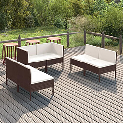 Maison Chic Salon de jardin 6 pcs + coussins - Mobilier/Meubles de jardin - Table et chaises d'extérieur Résine tressée Marron -MN47834