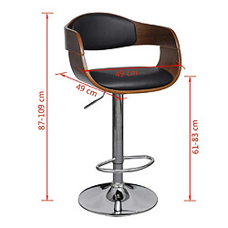 Avis Helloshop26 Lot de deux tabourets de bar design chaise siège avec dossier cuir synthétique noir 1202186