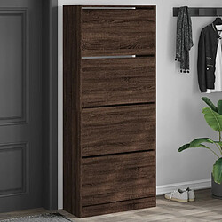 Maison Chic Armoire à chaussures 4 tiroirs | Meuble de rangement à chaussures Meuble d'Entrée rabattables chêne marron -MN25210