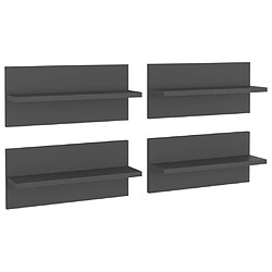 vidaXL Étagères murales 4 pcs gris 40x11,5x18 cm bois d'ingénierie