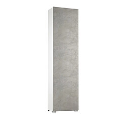 Kiamami Valentina COLONNE BLANCHE POLYVALENTE 1 PORTE EN BÉTON ET 7 ÉTAGÈRES 