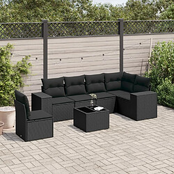 Maison Chic Ensemble Tables et chaises d'extérieur 7pcs avec coussins,Salon de jardin noir résine tressée -GKD810701