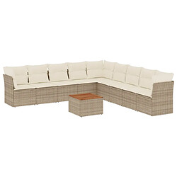 Maison Chic Salon de jardin avec coussins 10 pcs, Ensemble Tables et chaises de jardin, beige résine tressée -GKD122731