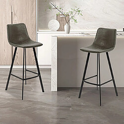 Mes Lot de 2 chaises de bar H78 cm en PU gris foncé - POHAN 