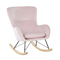 Beliani Fauteuil à bascule Velours Rose ELLAN