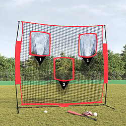 vidaXL Filet de baseball portable Noir/rouge 183x105x183 cm Polyester 