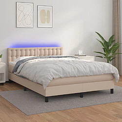 vidaXL Sommier à lattes de lit avec matelas LED Cappuccino 140x200 cm 