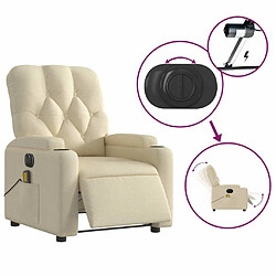 Maison Chic Fauteuil Relax pour salon, Fauteuil inclinable de massage électrique crème tissu -GKD82392 pas cher