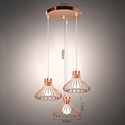 Stoex Métal Suspension Cage Industriel Vintage Métal Retro Antique Lustre Abat-Jour Luminaire Cage Edison Culot E27 Plafonnier Luminaire,Or rose pas cher