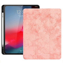 Wewoo Smart Cover Housse Étui à rabat horizontal en cuir avec fente pour stylet Support à trois rabats et fonction réveil / veille pour iPad Pro 12.9 (2018) (Rose)