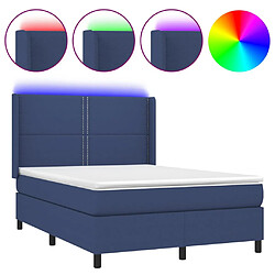 vidaXL Sommier à lattes de lit matelas LED Bleu 140x190 cm Tissu