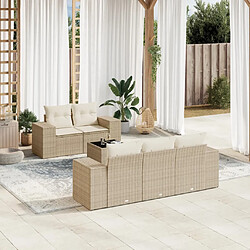 vidaXL Salon de jardin avec coussins 6 pcs beige résine tressée 