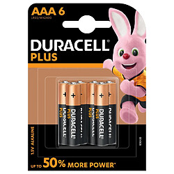 DURACELL Lot de 6 piles alcalines Dura Plus Power AAA