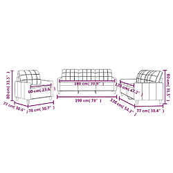 vidaXL Ensemble de canapés 3 pcs avec coussins Gris foncé Tissu pas cher