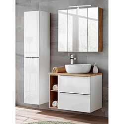 Ac-Deco Ensemble meuble vasque + Armoire miroir + Grande armoire - 80 cm - Capri White