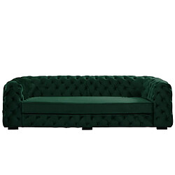 Vente-Unique Canapé 3 places chesterfield STANLEY - Velours vert sapin