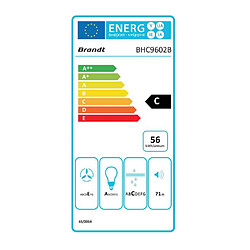 Hotte visière 60cm 321m3/h noir - bhc9602b - BRANDT