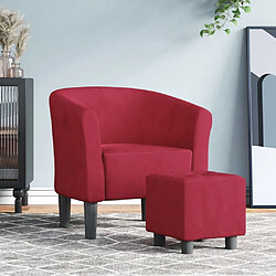 Maison Chic Fauteuil cabriolet et repose-pieds,Fauteuil luxe pour relax rouge bordeaux velours -MN33211