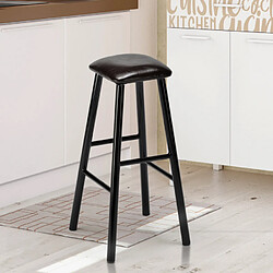 Ahd Amazing Home Design Tabouret industriel en métal avec coussin en similicuir Hardness, Couleur: Noir