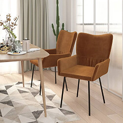 Avis Maison Chic Lot de 2 Chaises à manger | Chaise de salle à manger cuisine Marron Velours -GKD48056