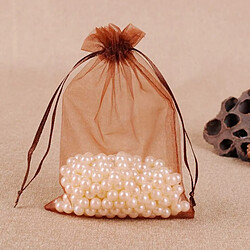 Wewoo 100 PCS Sacs Cadeau Bijoux Organza Sac De Mariage Anniversaire Fête Dessins Pochettes DessinsTaille Du 9X12cm Café 